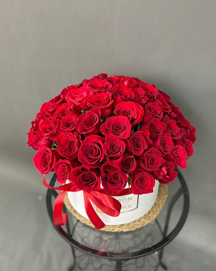 Bouquet of 51 roses in a box ❤️ flowers delivered to Almaty