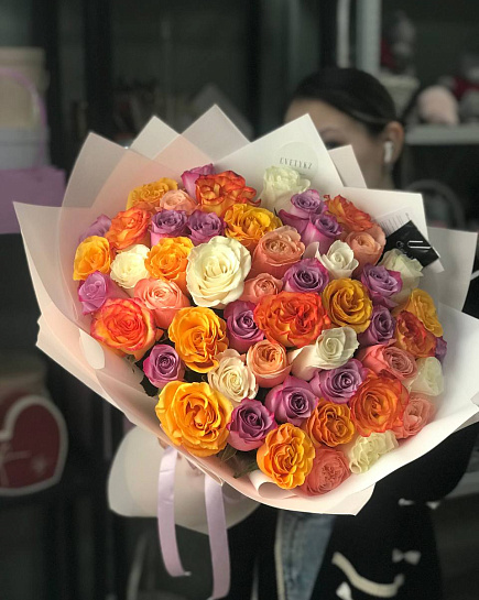 Bouquet of Mono-bouquet of 51 roses Assorted flowers delivered to Astana