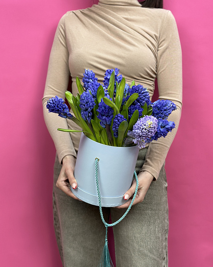 Bouquet of Hat composition with hyacinths flowers delivered to Astana