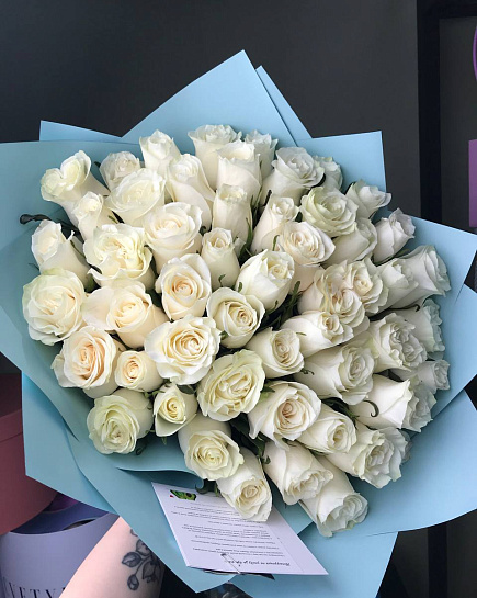 Bouquet of Bouquet of white Dutch roses 51 pcs flowers delivered to Astana