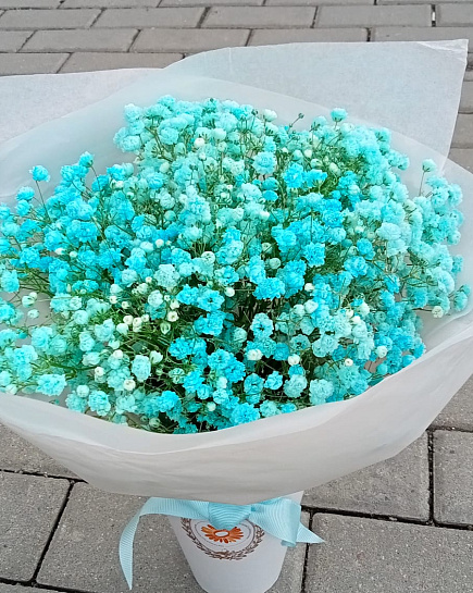 Bouquet of blue gypsophila flowers delivered to Almaty