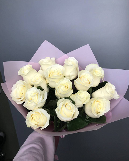Bouquet of Bouquet of flowers of 15 white Dutch roses flowers delivered to Astana