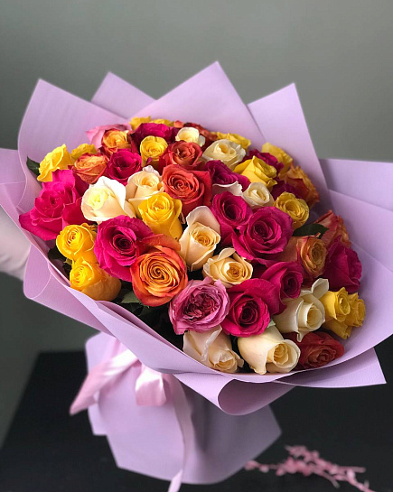 Bouquet of Bouquet of flowers of 51 roses Assorted flowers delivered to Astana