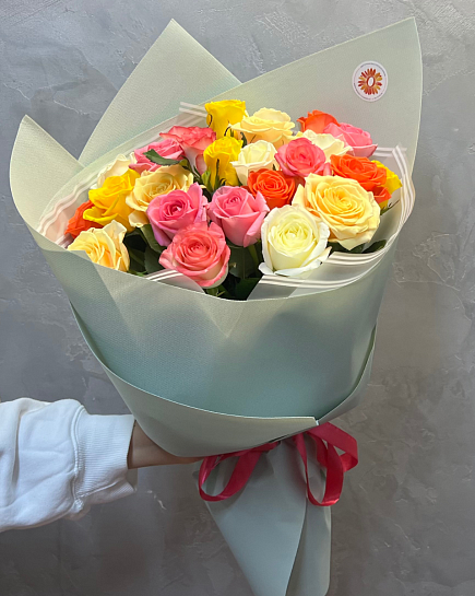 Bouquet of Bouquet of 25 roses mix flowers delivered to Almaty