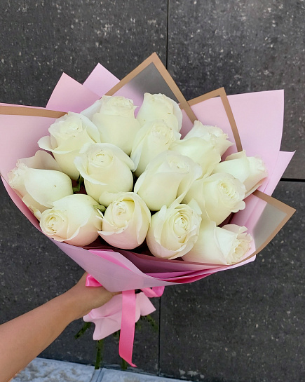 Bouquet of Mono-bouquet of white roses flowers delivered to Pavlodar