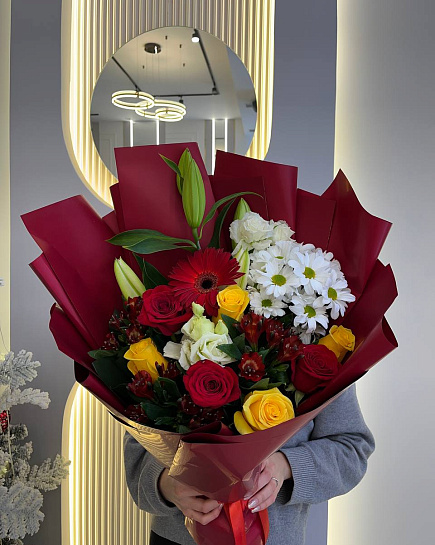 Bouquet of LILY AND ROSES flowers delivered to Astana