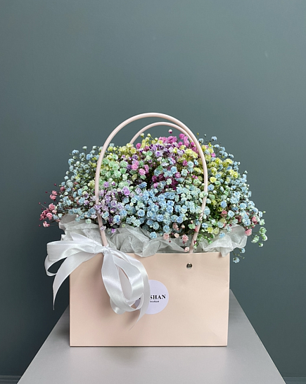 Bouquet of Handbag with gypsophila flowers delivered to Astana