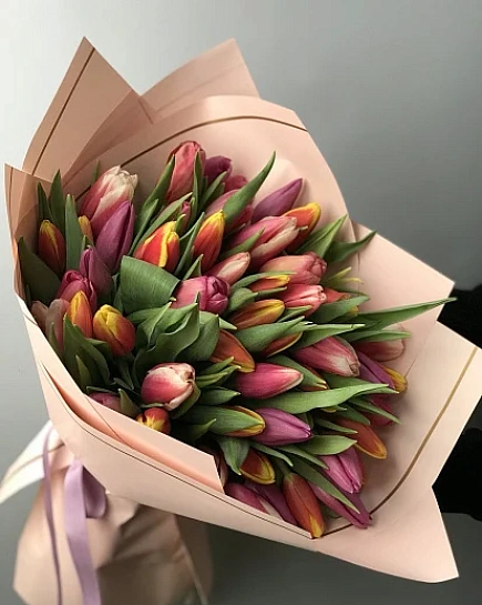 Bouquet of Mix Tulips 51 pcs flowers delivered to Semey