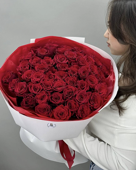 Bouquet of Bouquet of 51 red roses flowers delivered to Almaty