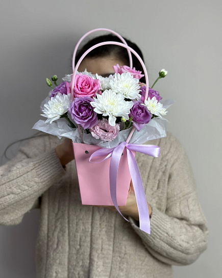 Bouquet of The bag is a compliment flowers delivered to Astana