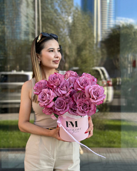 Bouquet of Roses in a box size M flowers delivered to Astana