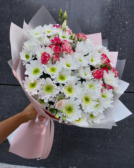 Bouquet of An armful of chrysanthemums with addition flowers delivered to Pavlodar