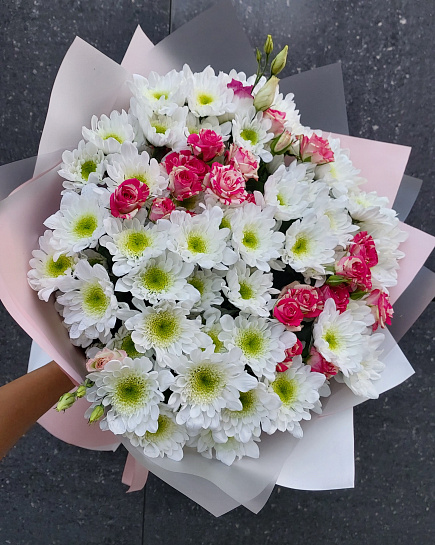 Bouquet of An armful of chrysanthemums with addition flowers delivered to Pavlodar