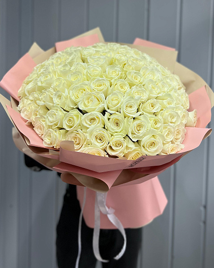 Bouquet of Bouquet of 101 white roses flowers delivered to Astana