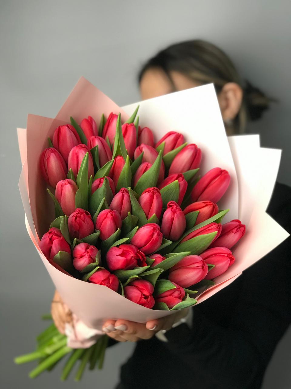 Bouquet of Tulips 35 pcs flowers delivered to Semey