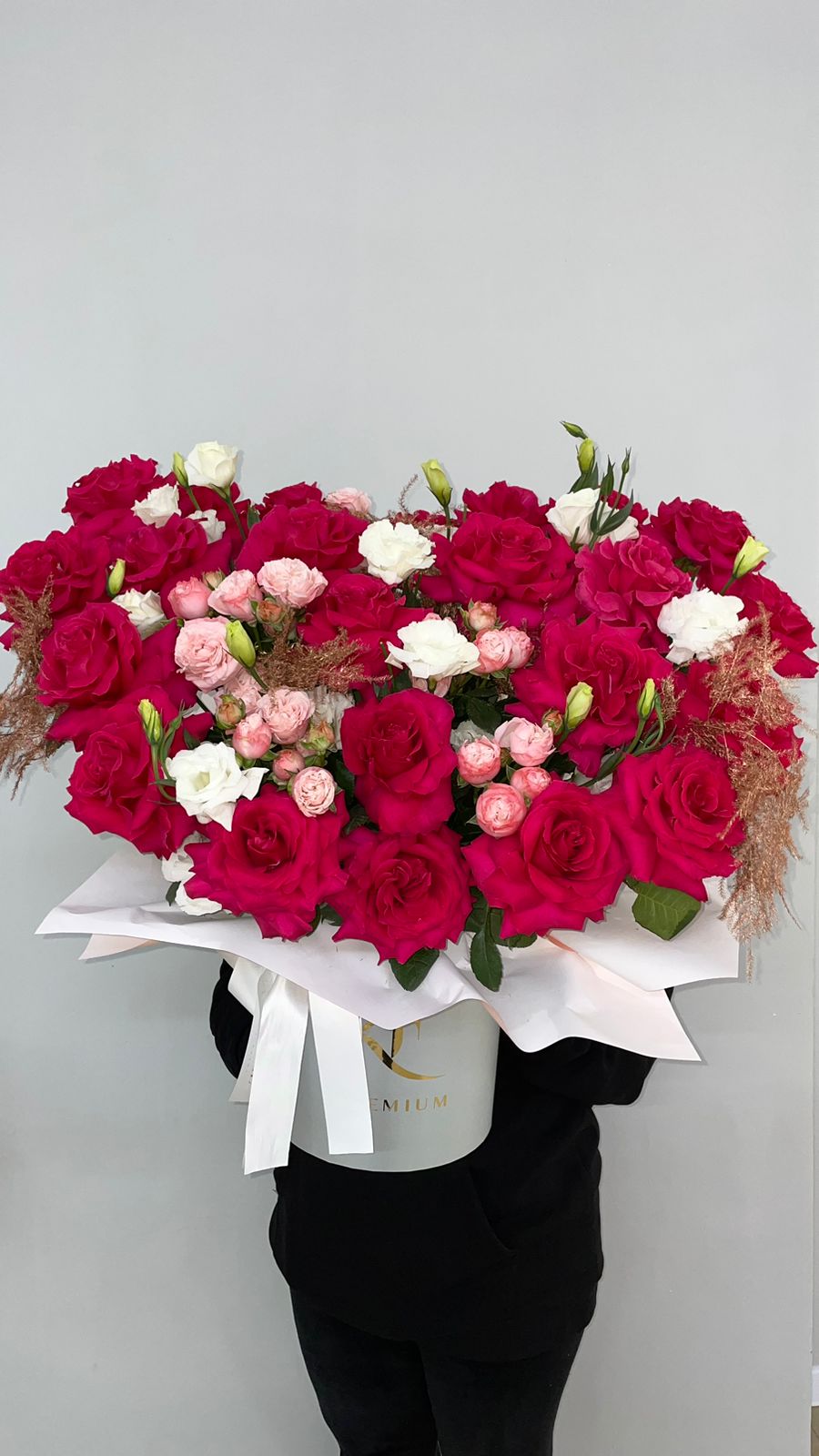 Bouquet of prefabricated premium box flowers delivered to Ust-Kamenogorsk