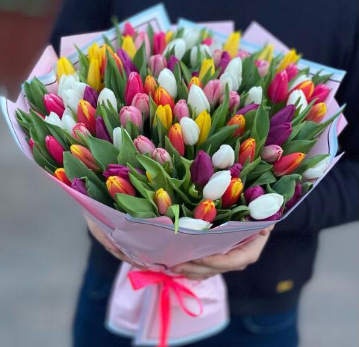Bouquet of Bouquet of 101 tulips flowers delivered to Aktau