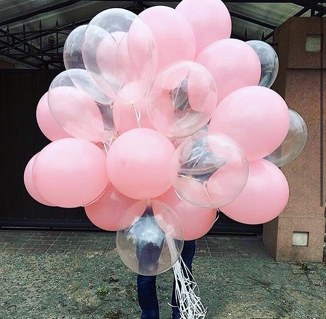 Set of 40 pink and transparent balloons