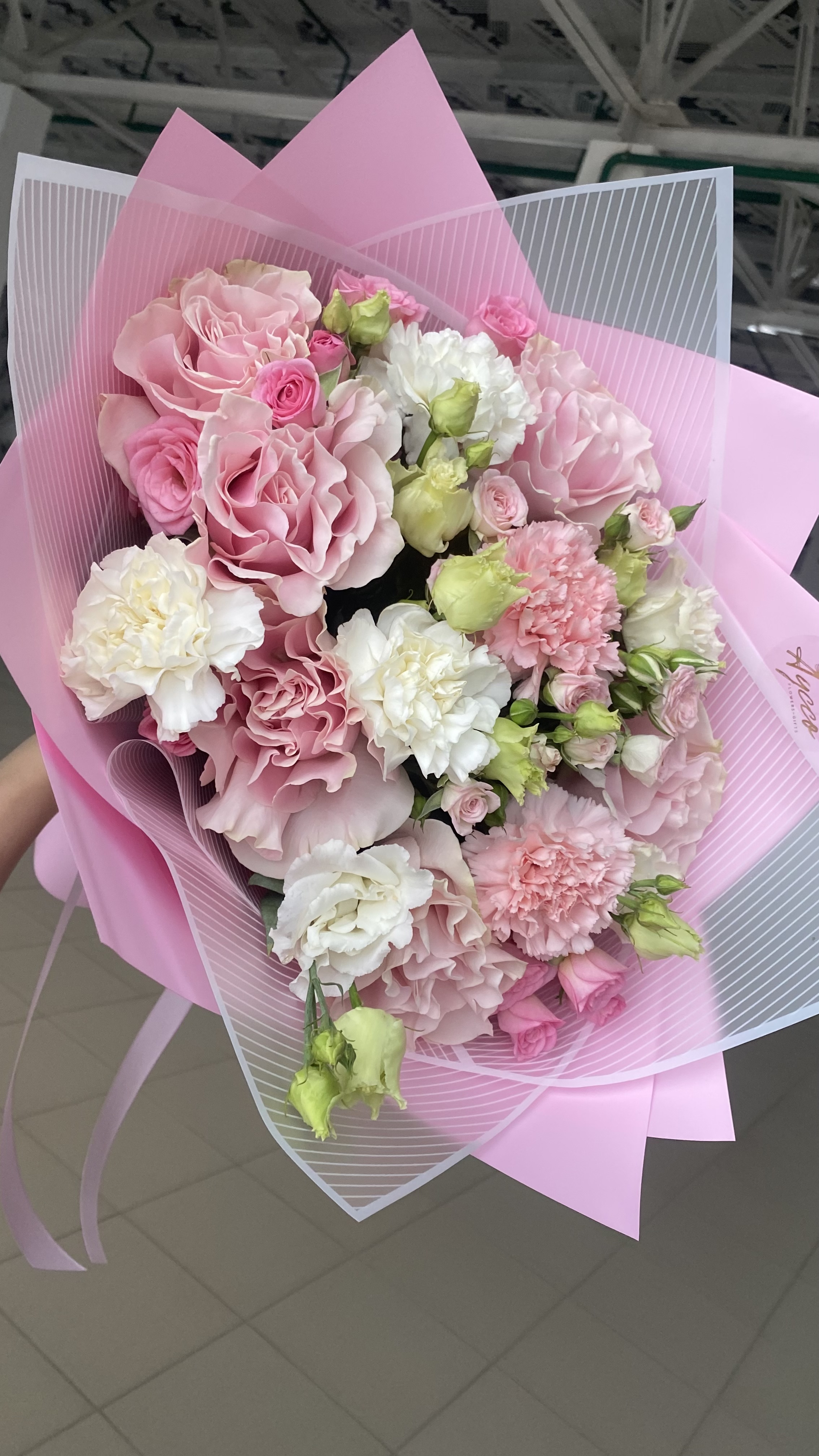 Bouquet of pink lake flowers delivered to Uralsk