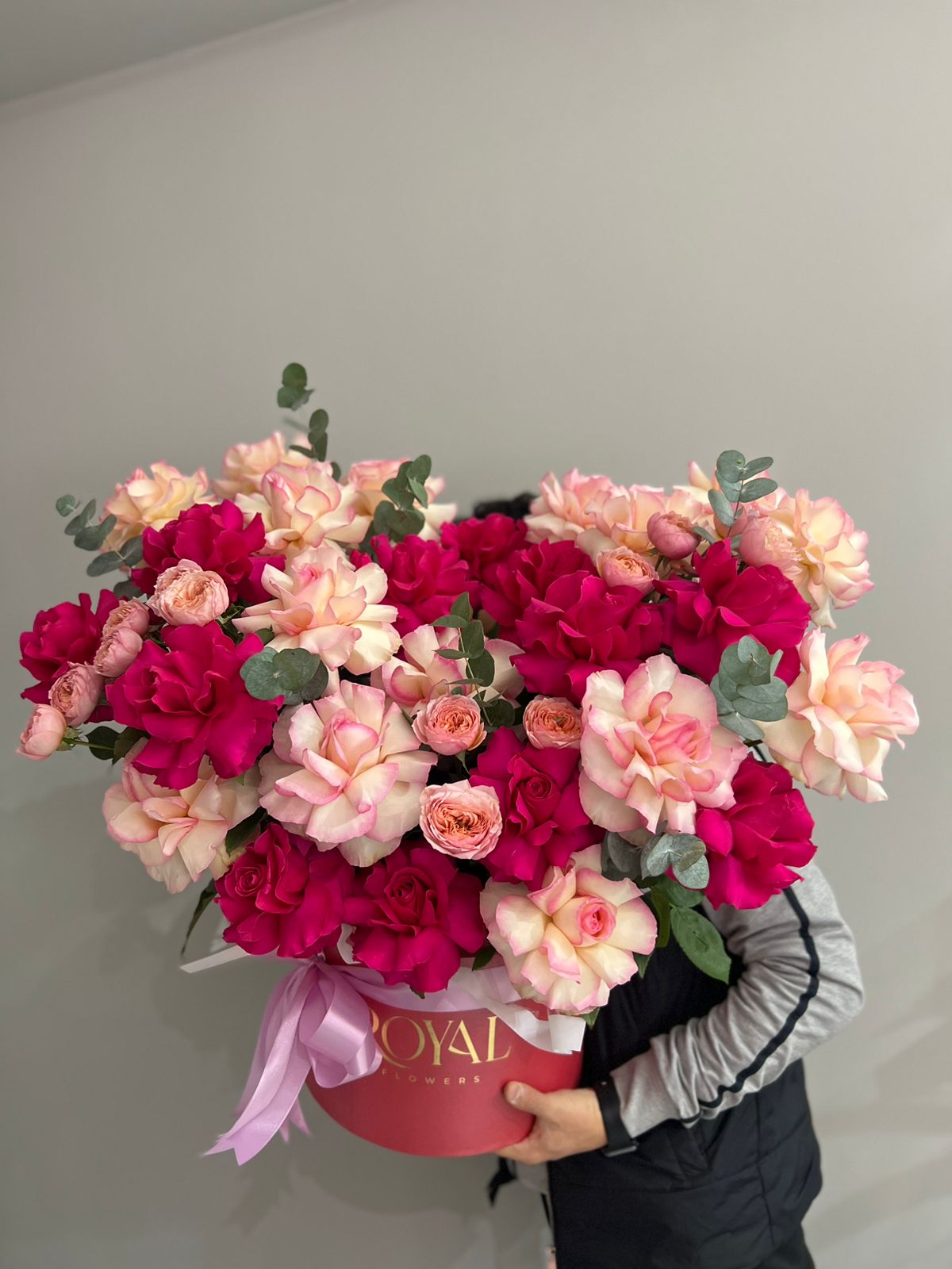 Bouquet of Composition of roses in a box Premium flowers delivered to Shymkent