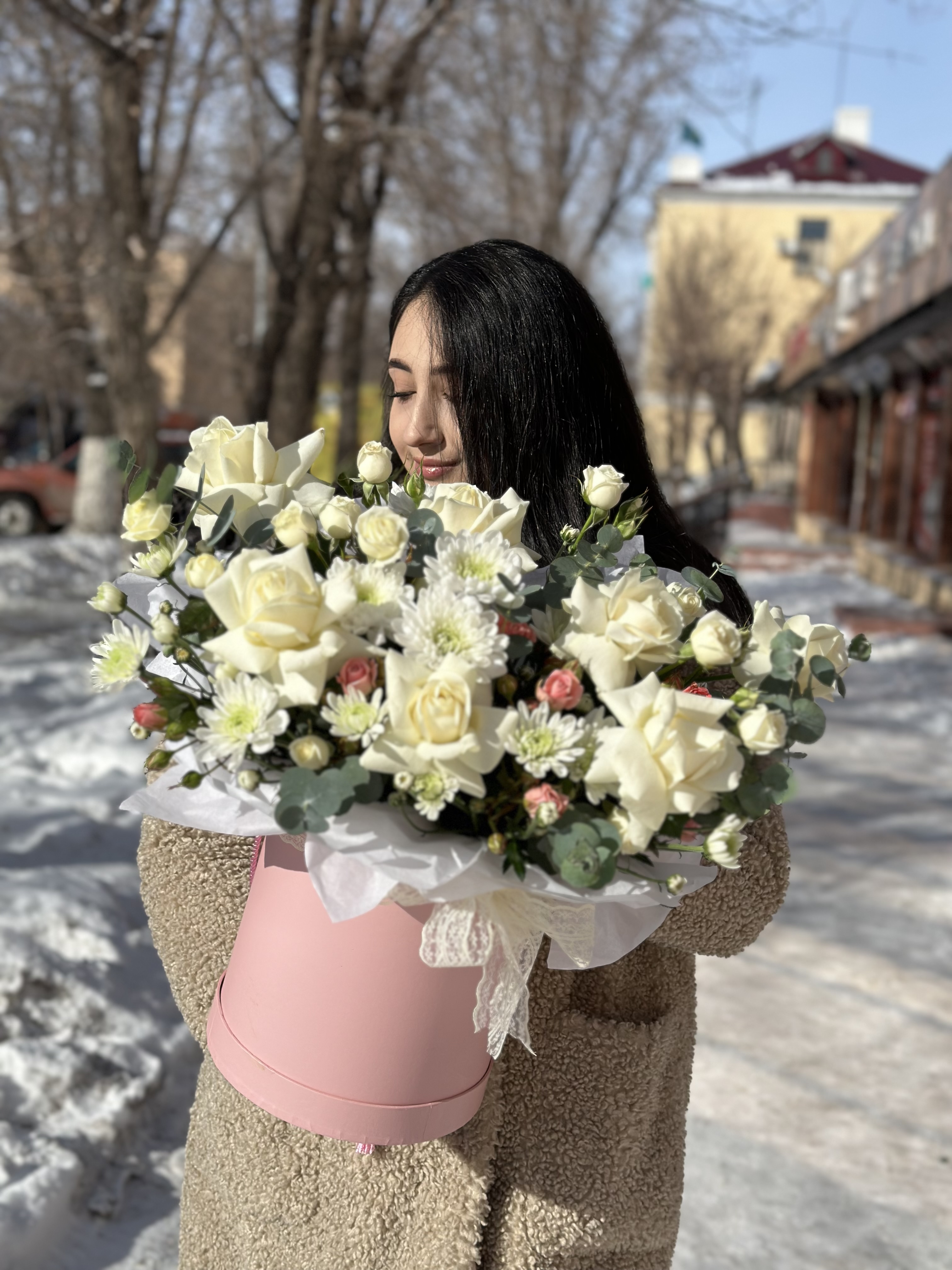 Bouquet of Box “Wait” flowers delivered to Karaganda