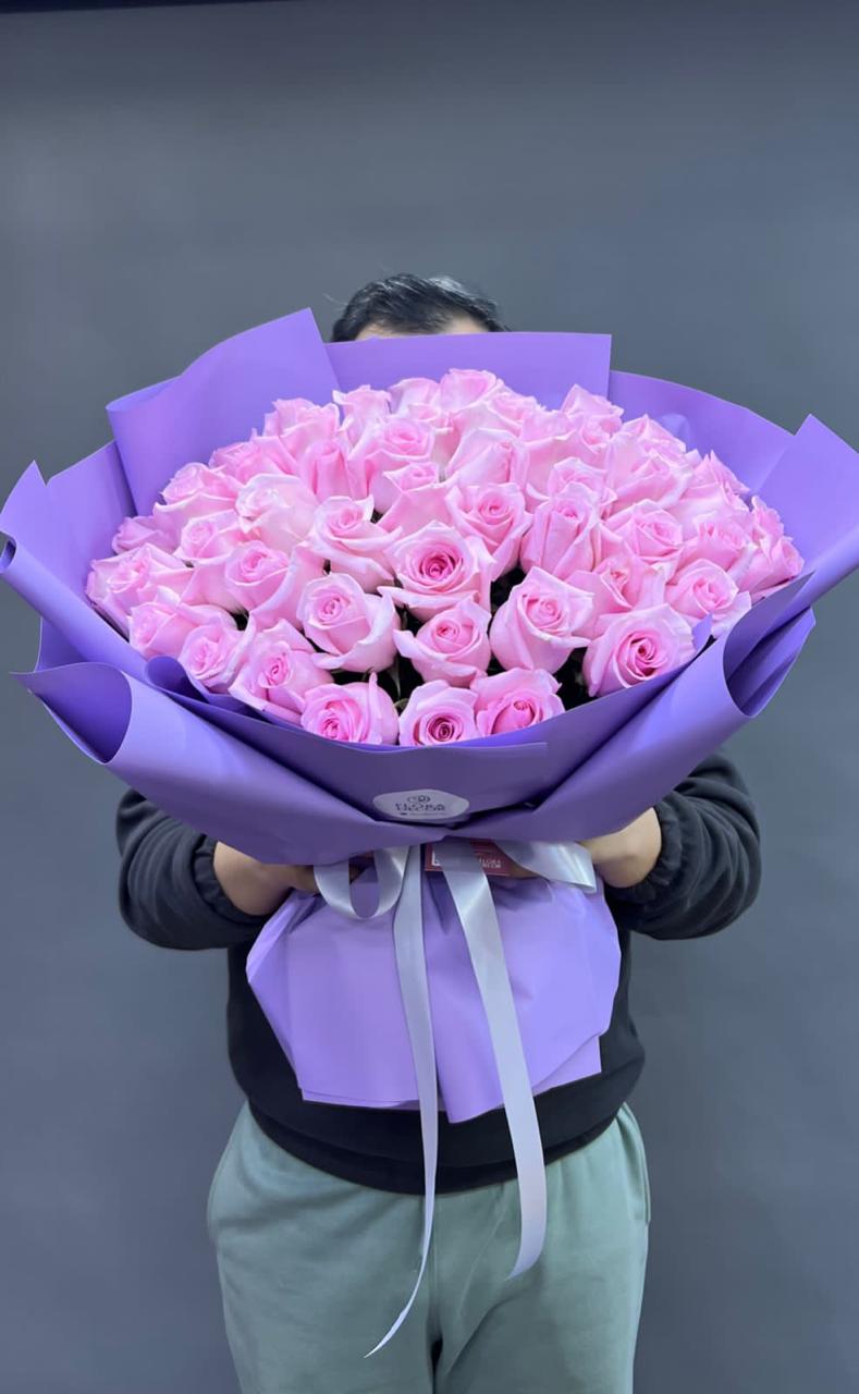 Bouquet of 51 roses in the design flowers delivered to Astana