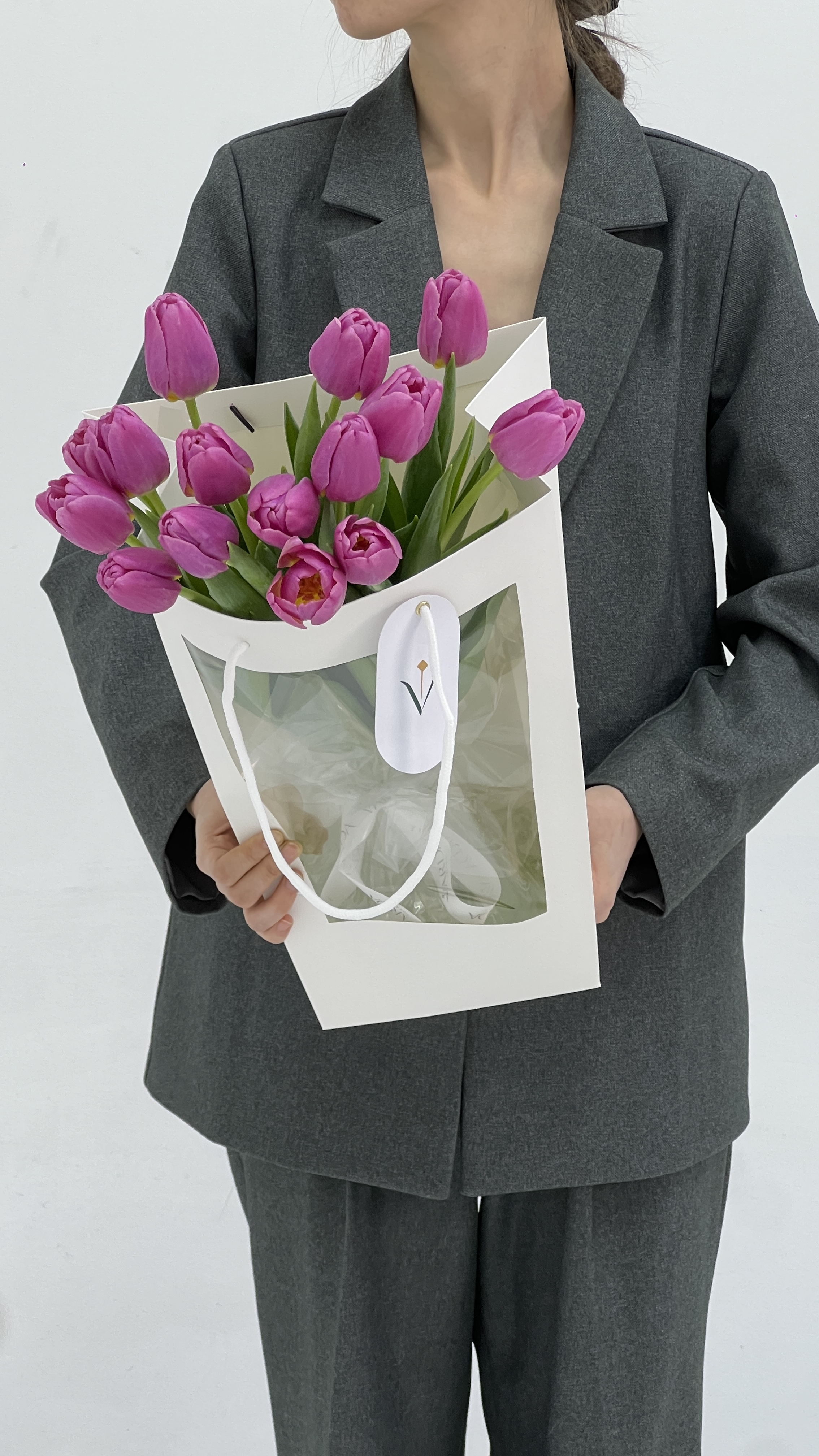 Bouquet of Premium tulips 15pcs flowers delivered to Astana