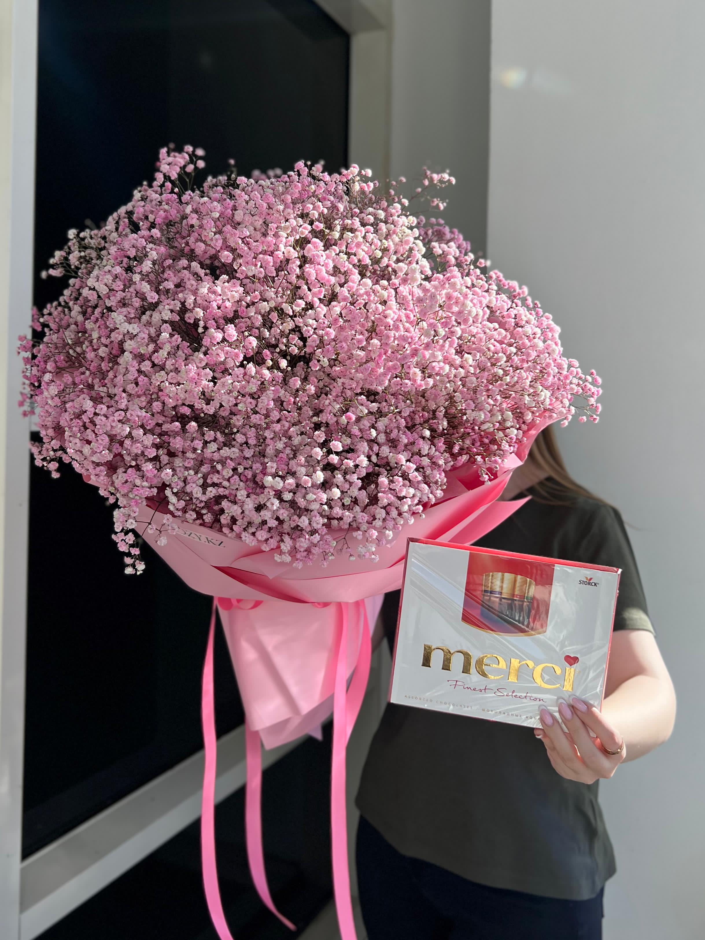 Bouquet of Bouquet of gypsophila and merci flowers delivered to Astana