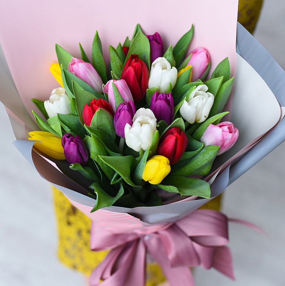 Bouquet of Bouquet of 25 tulips flowers delivered to Aktau