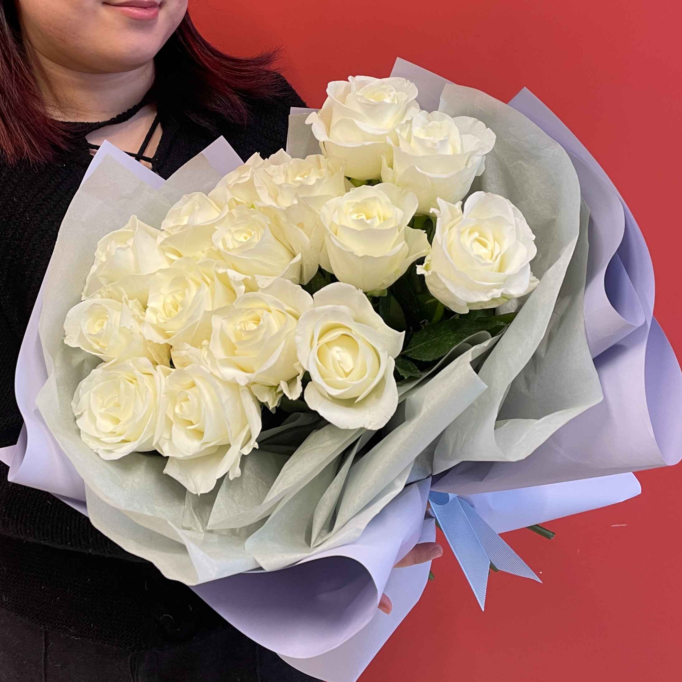 Bouquet of Mono bouquet of 15 white roses flowers delivered to Astana