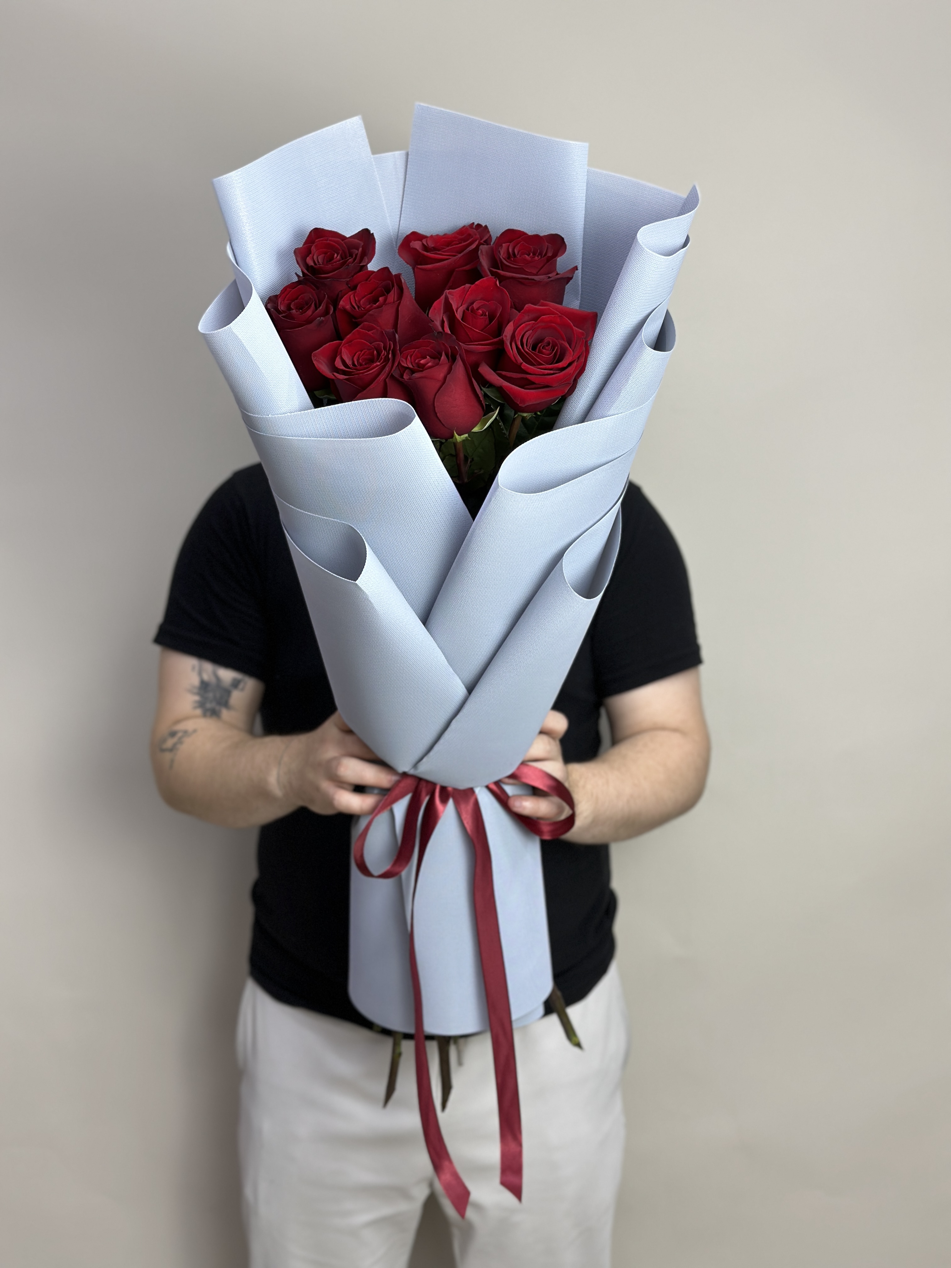 Bouquet of 9 meter roses flowers delivered to Astana