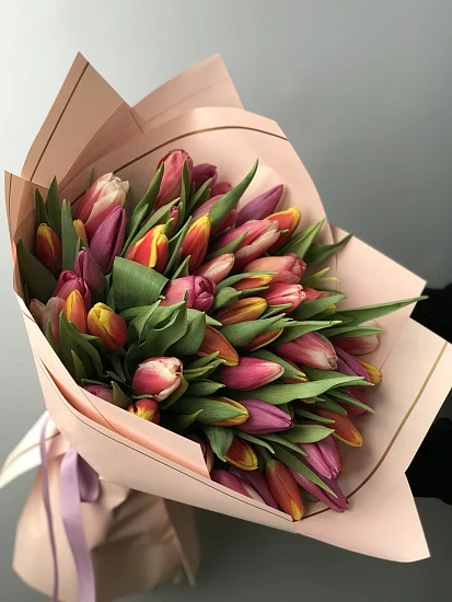 Bouquet of Mix Tulips 51 pcs flowers delivered to Semey