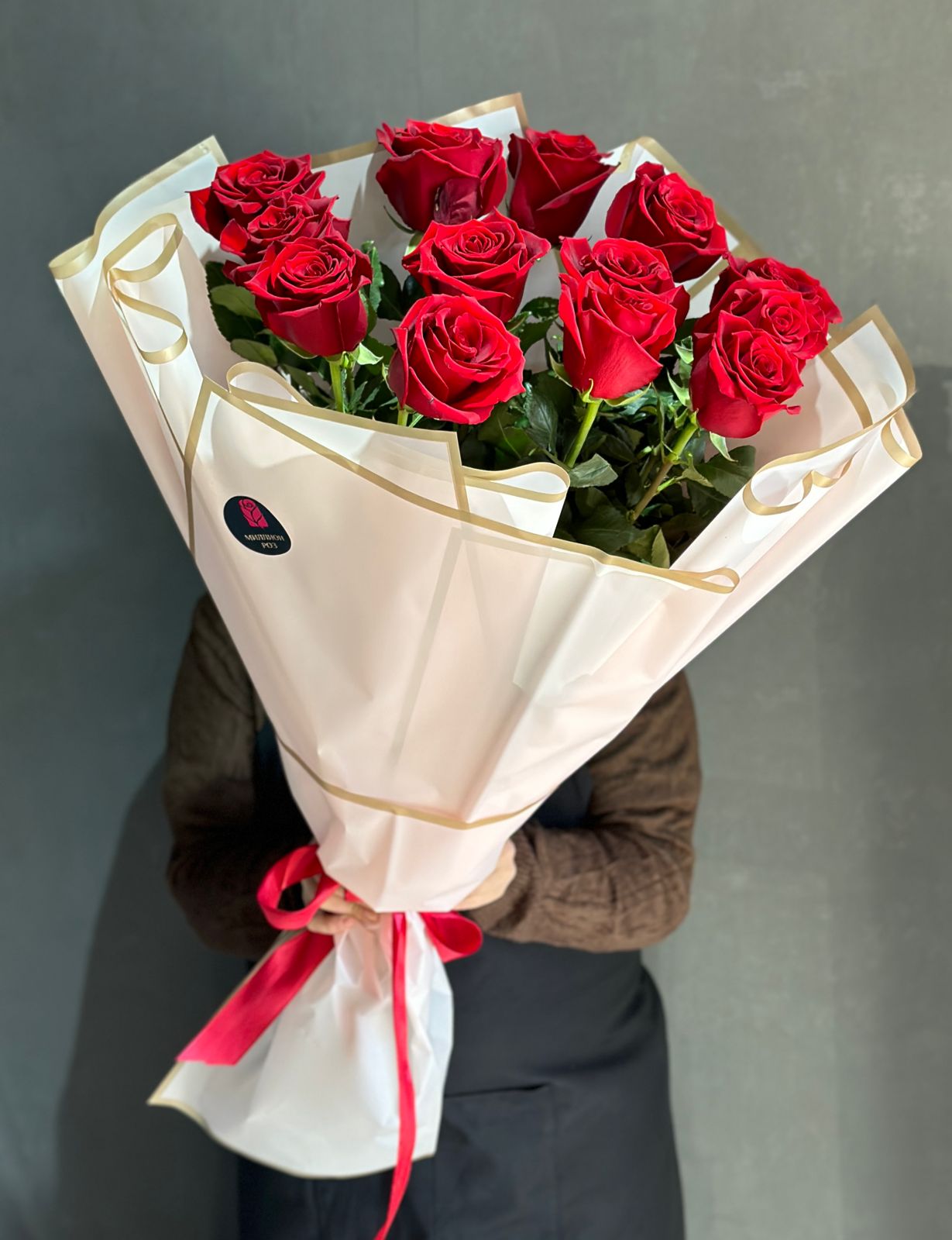 Bouquet of 13 meter roses flowers delivered to Astana