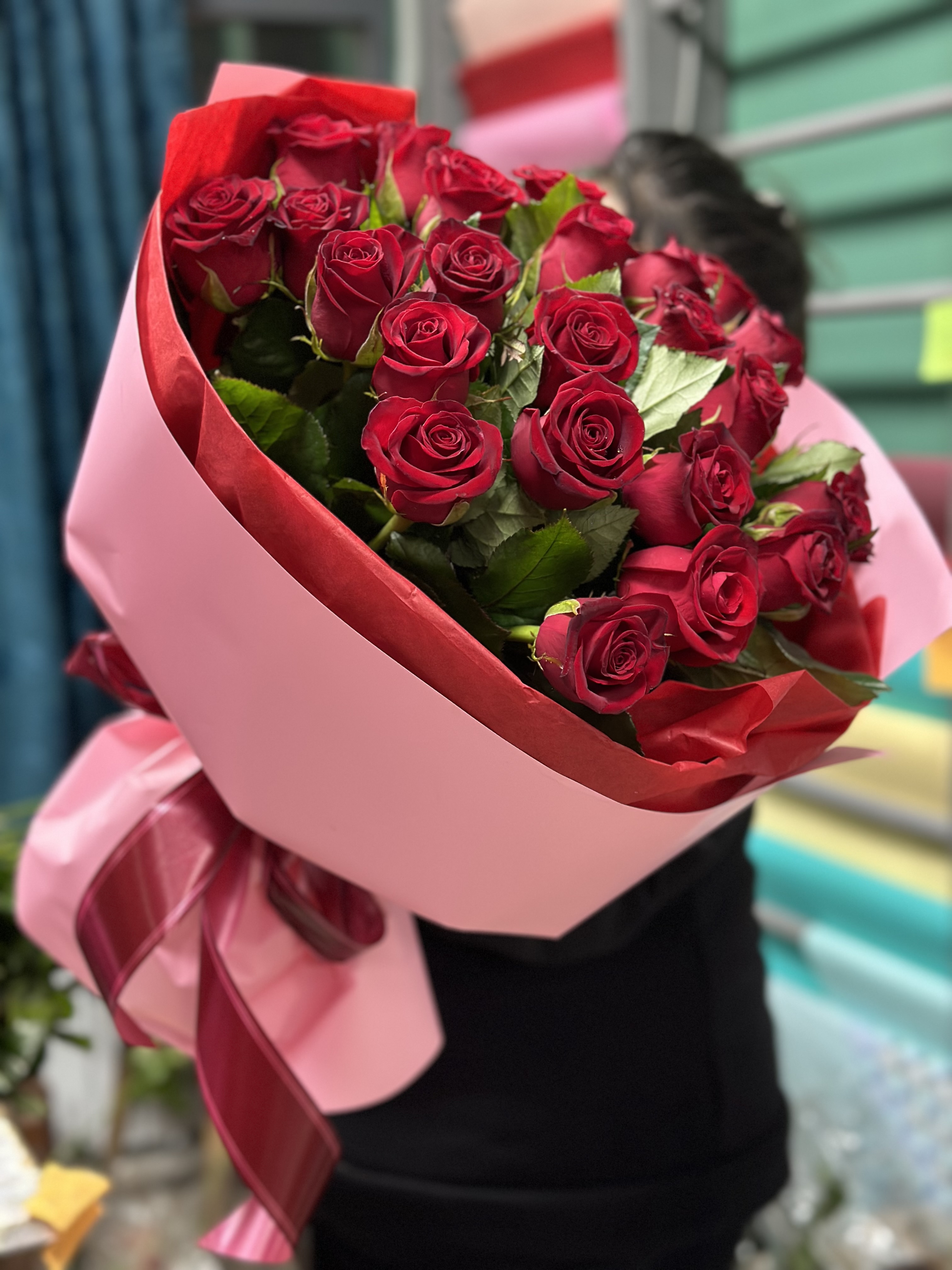 Bouquet of 25 roses flowers delivered to Karaganda