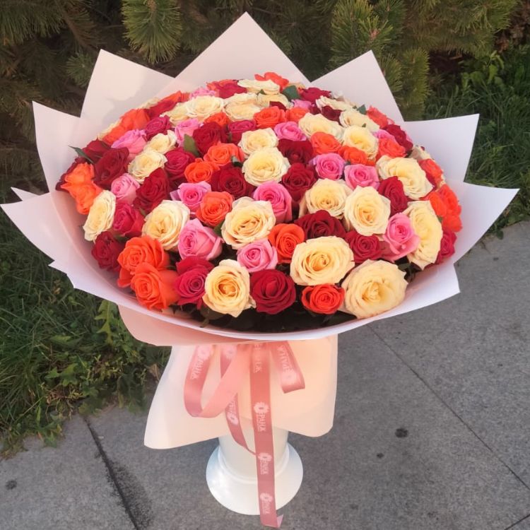 Букет из 101 розы микс в Алматы  с доставкой по Алматы