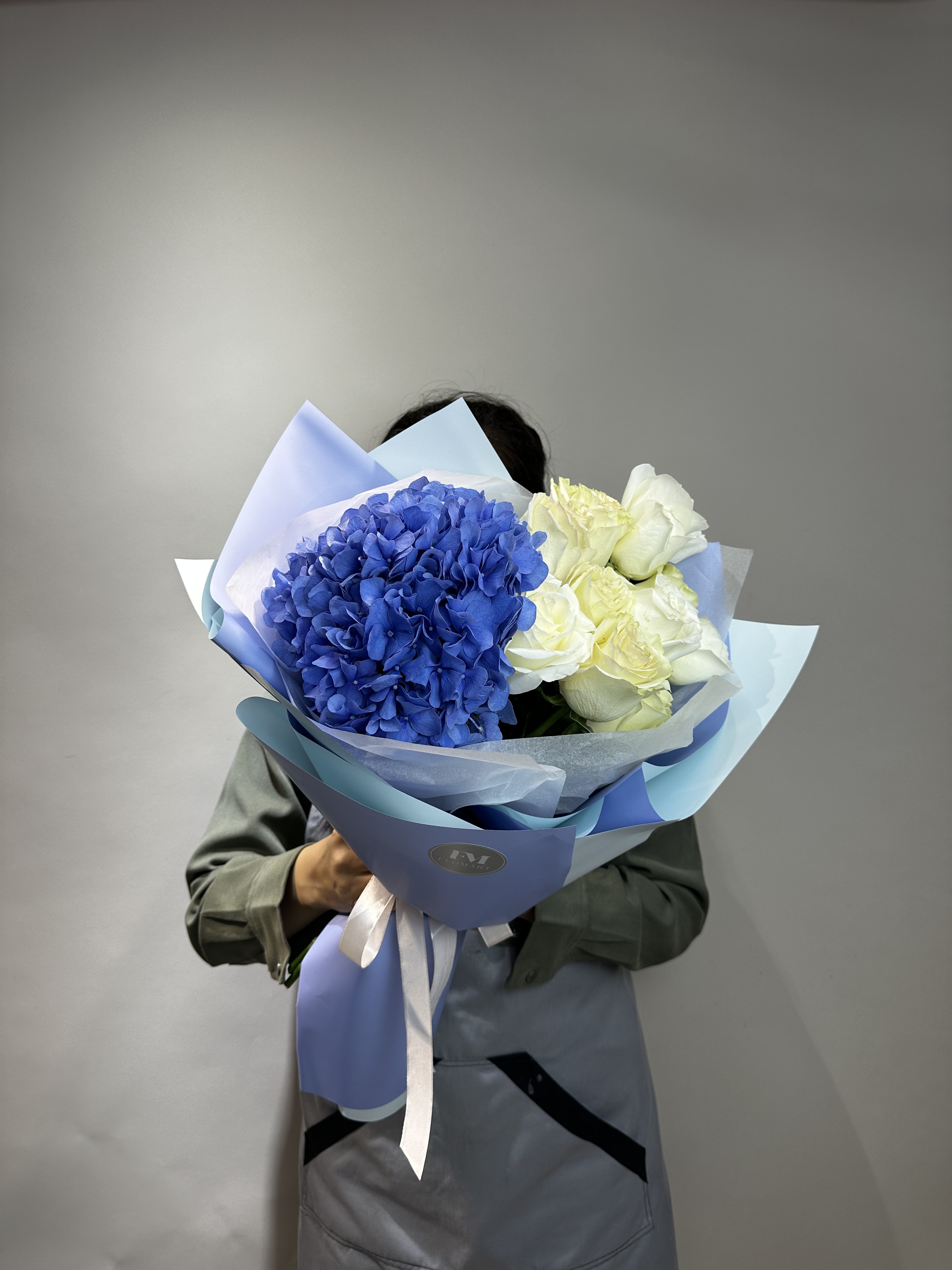 Bouquet of Author's bouquet of royal hydrangeas and roses flowers delivered to Astana