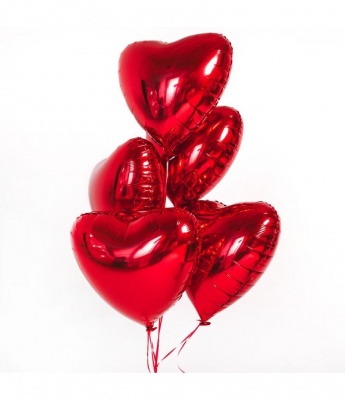Bouquet of Foil balloons heart 5 pcs flowers delivered to Astana