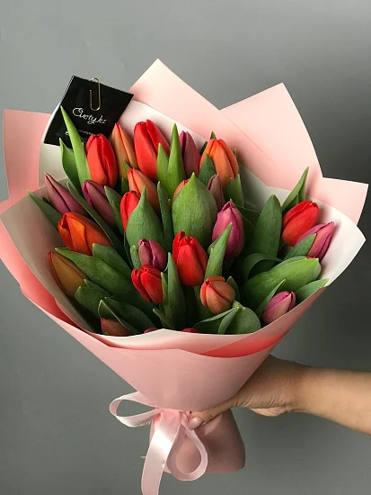 Bouquet of Mix Tulips 25 pcs flowers delivered to Semey