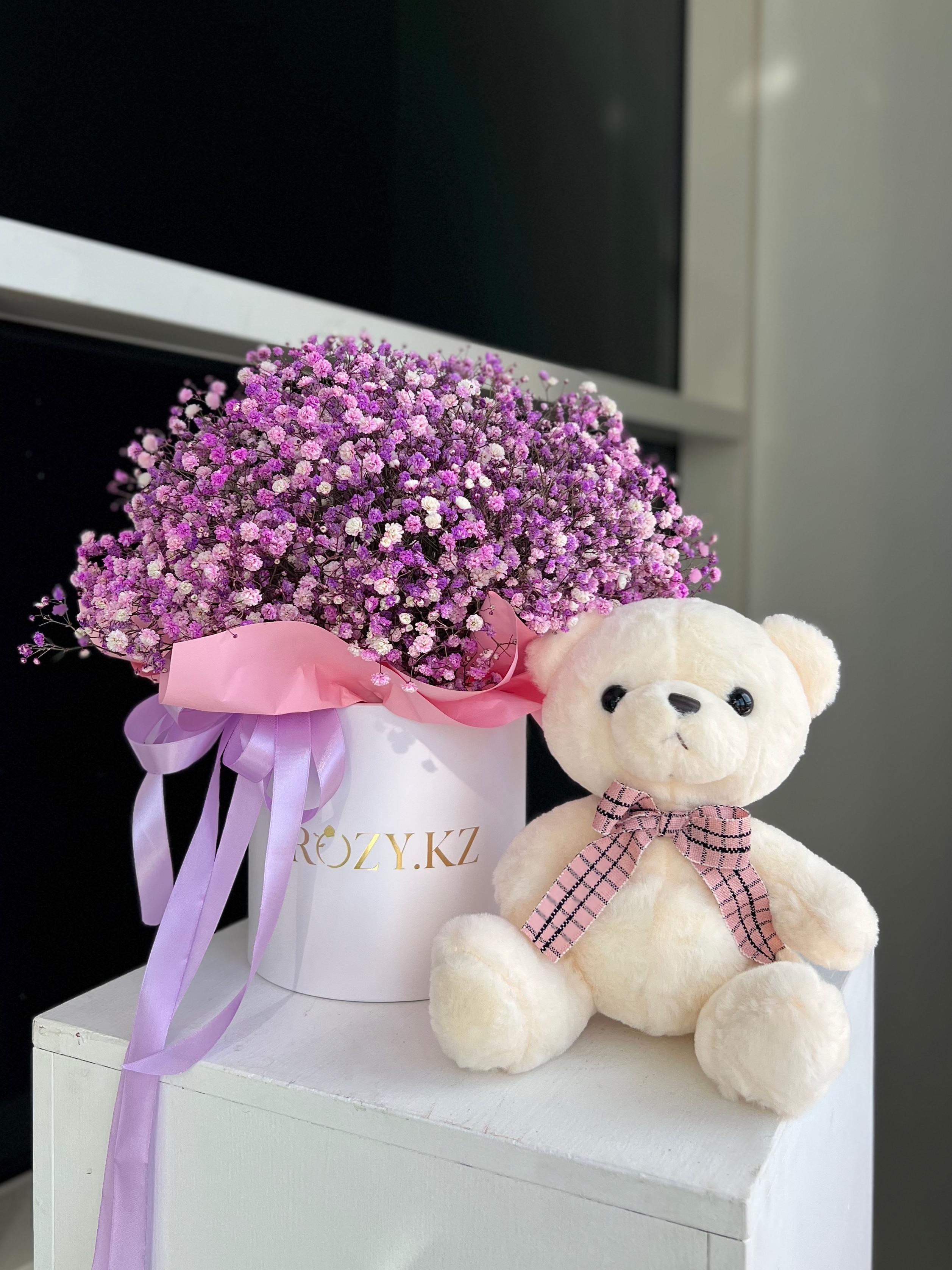 Bouquet of Composition of gypsophila M and bear flowers delivered to Astana