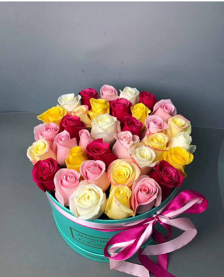 Bouquet of Mix in a box flowers delivered to Kostanay.