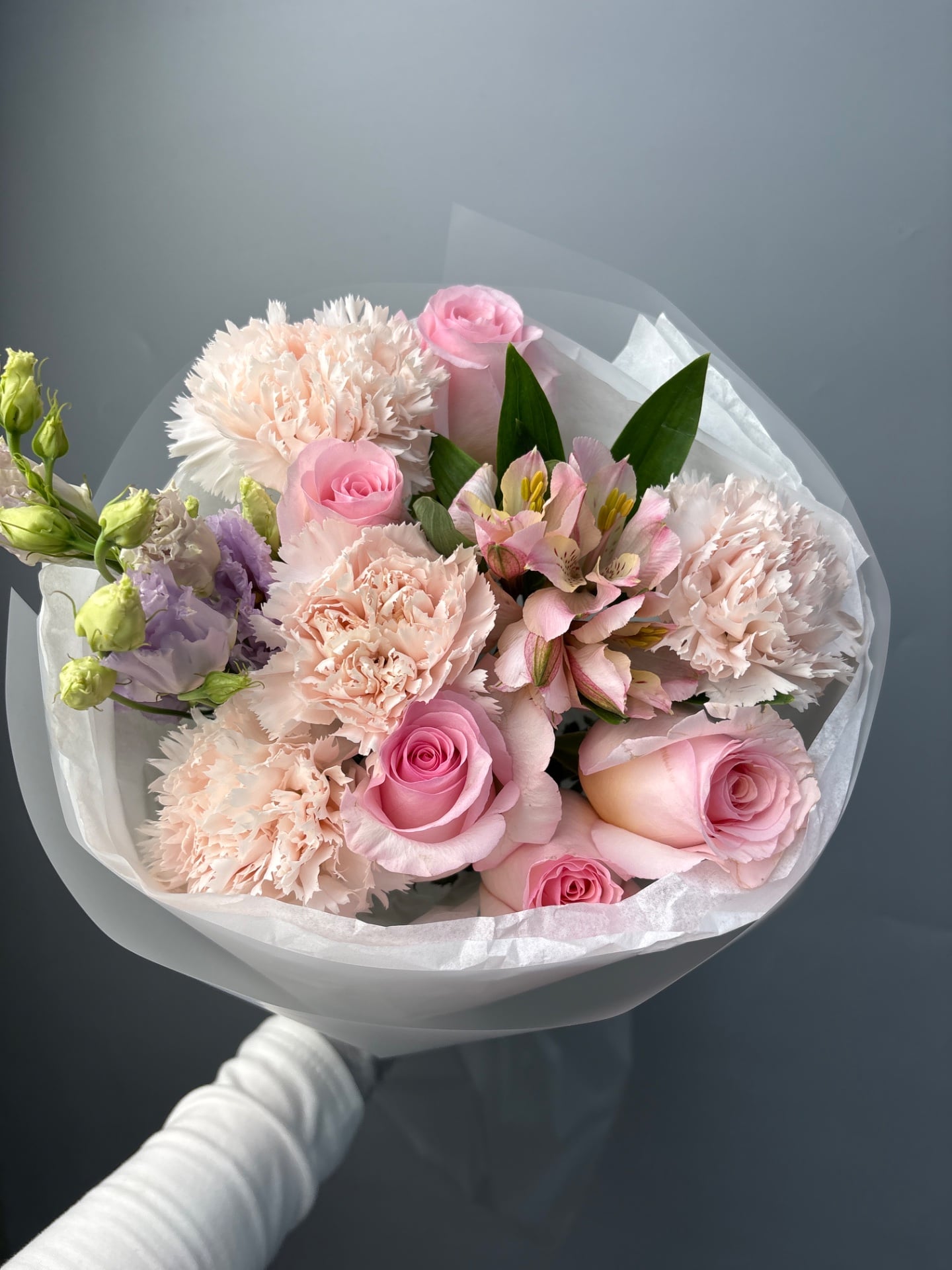 Розовое очарование с эустомой с доставкой по Астане