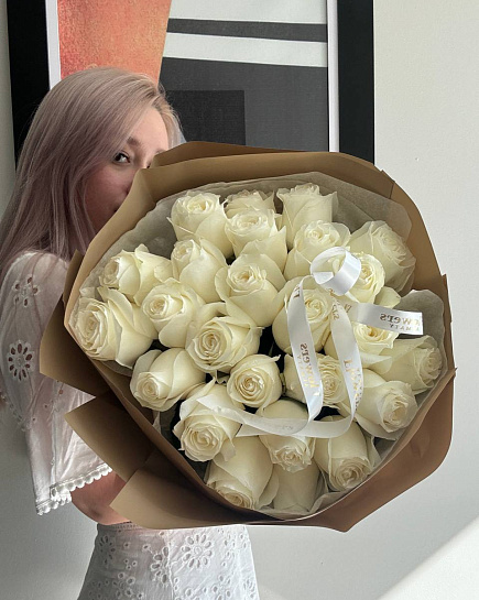 25 white roses ❤️ with delivery to Almaty