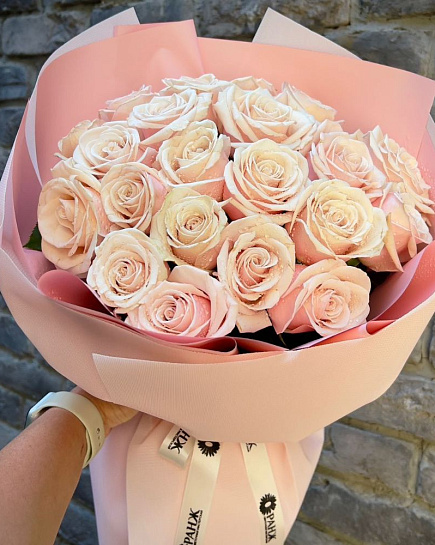 букет из 21 нежно-розовой розы в Алматы  с доставкой по Алматы