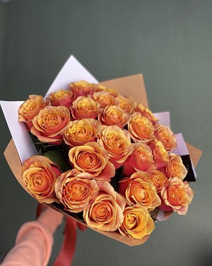 Bouquet of Orange Peach flowers delivered to Shymkent