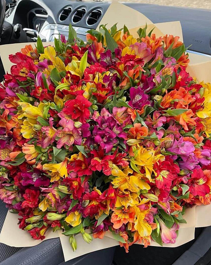 Bouquet of Bright bouquet of alstroemerias 101 pcs flowers delivered to Astana