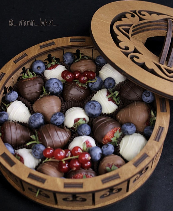 Chocolate covered strawberries in a yurt