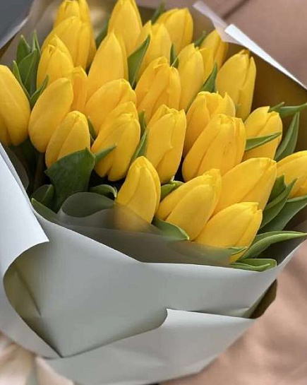 25 желтых тюльпанов с доставкой по Алматы