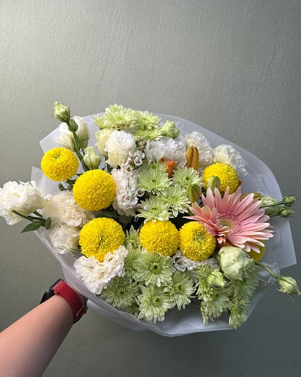 Солнечный микс с герберами и хризантемами with delivery to Astana