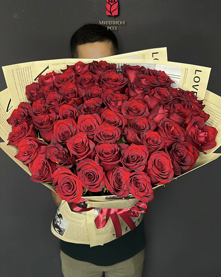 Bouquet of 51 red roses flowers delivered to Astana