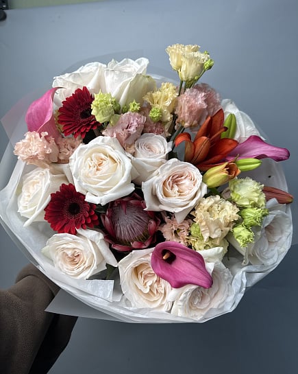 Экзотический микс с протеей и каллами с доставкой по Астане